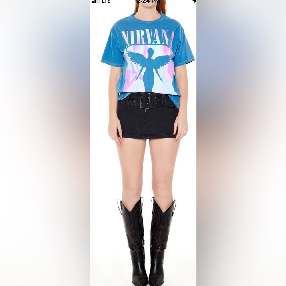 Nwt Forever21 nirvana shirt sz 0X/1X 
blue aqua